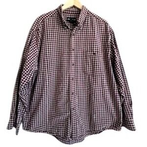 EDDIE BAUER Burgundy Plaid Button Down Shirt Size XL